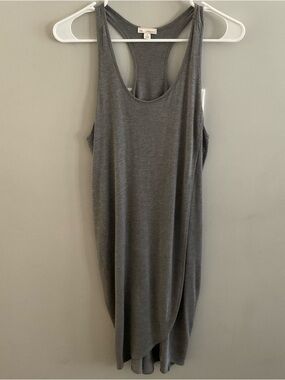 GAP sleeveless Jersey Knit racerback tank dress in light heather grey.